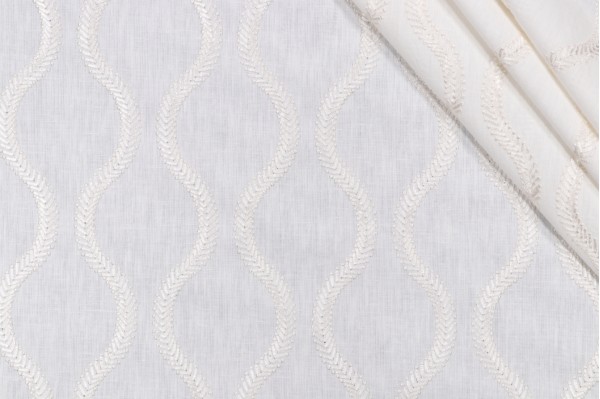 PK Lifestyles Flourish Embroidered Drapery Fabric in Winter 