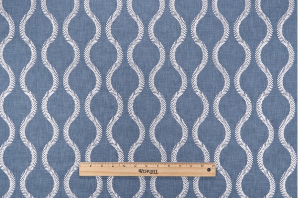 PK Lifestyles Flourish Embroidered Drapery Fabric in Baltic 