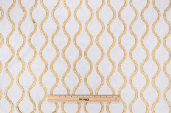 PK Lifestyles Flourish Embroidered Drapery Fabric in Gold 