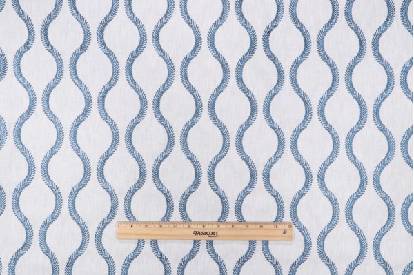 PK Lifestyles Flourish Embroidered Drapery Fabric in Porcelain 