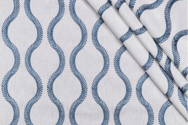 PK Lifestyles Flourish Embroidered Drapery Fabric in Porcelain 
