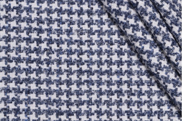 PK Lifestyles Lia Houndstooth Woven Chenille Upholstery Fabric in Indigo 