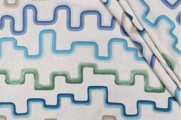 PK Lifestyles Frills Printed & Embroidered Drapery Fabric in Capri 