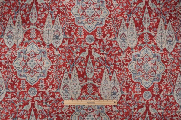 PK Lifestyles Wanderer Printed Cotton Blend Drapery Fabric in Indienne 