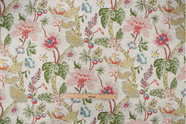 PK Lifestyles Imogene Printed Cotton Blend Drapery Fabric in Apple 