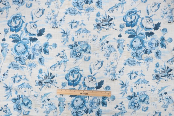 Click for PK Lifestyles Travel Diary Printed Cotton Blend Drapery Fabric in Delft  PK Lifestyles Travel Diary Printed Cotton Blend Drapery Fabric in Delft