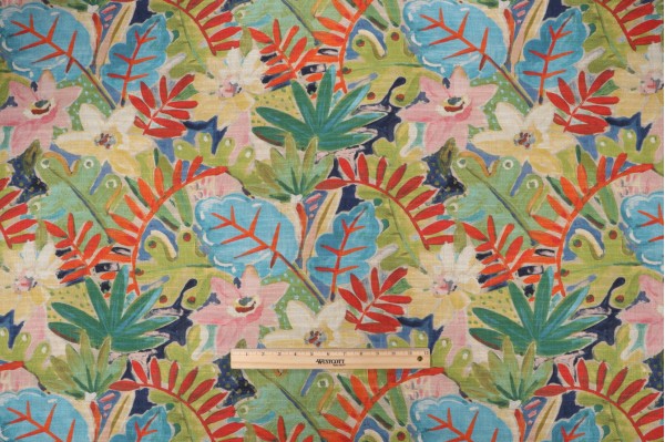 PK Lifestyles Thriving Printed Cotton Blend Drapery Fabric in Jungle 