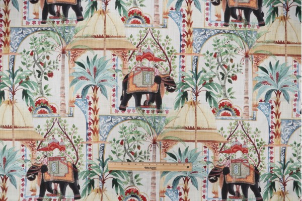 Sample of Hamilton Kondula Printed Cotton Drapery Fabric in Jewel 