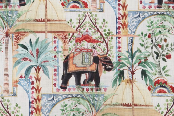 Sample of Hamilton Kondula Printed Cotton Drapery Fabric in Jewel 