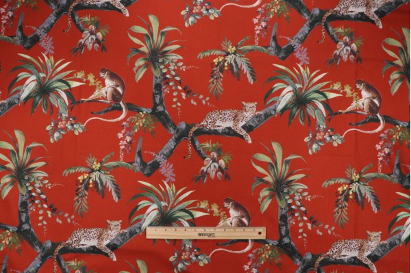 Hamilton Kismet Printed Cotton Drapery Fabric in Cayenne 
