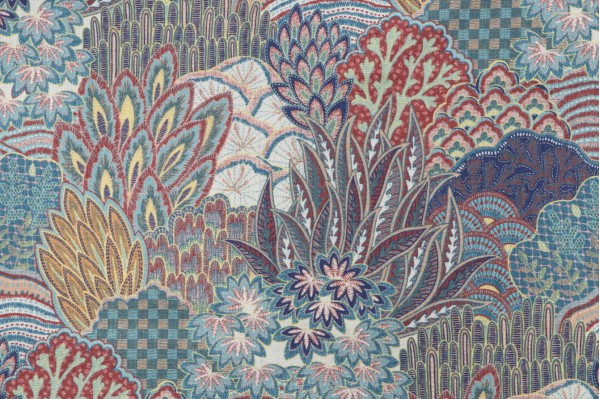 Hamilton Giardino Printed Cotton Drapery Fabric in Sapphire 