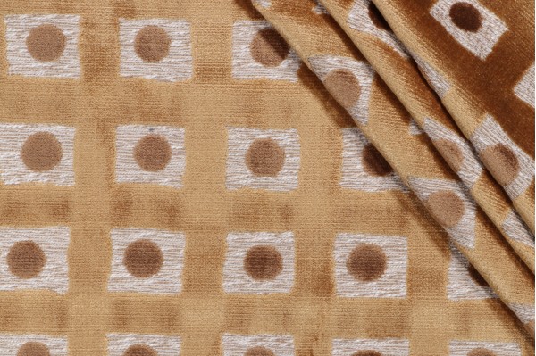 Hamilton Domino Velvet Upholstery Fabric in Caramel 