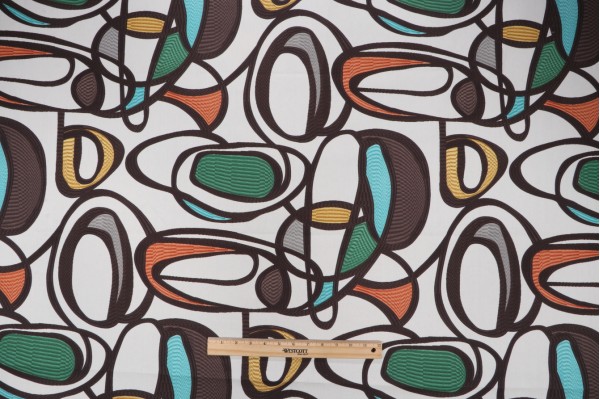 Sample of Covington Wow Printed Cotton Drapery Fabric in 607-Woodland 