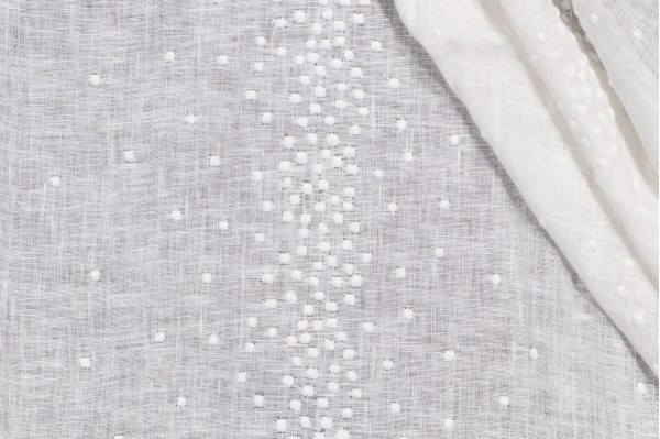 Kravet Bubbles Sheer Embroidered Drapery Fabric in Snow CLOSEOUT
