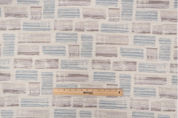 Sample of Sashiko Woven Upholstery Fabric in Multi/Aqua 