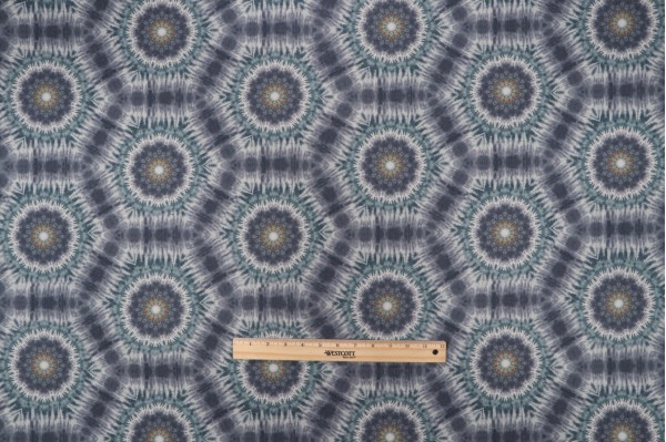 Sample of Java Printed Drapery Fabric in Indigo/Multi 