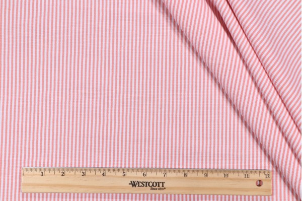 Atacama Stripe Woven Cotton Decorator Fabric in Coral 