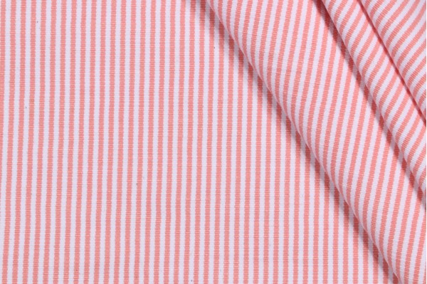 Atacama Stripe Woven Cotton Decorator Fabric in Coral 