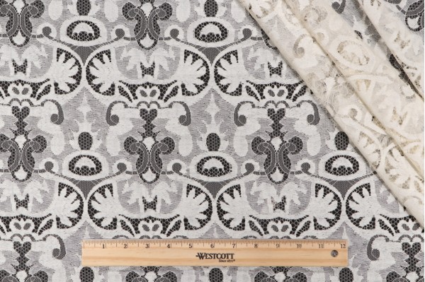 Old World Weavers Aida Sheer Lace Drapery Fabric in Beige for Scalamandre