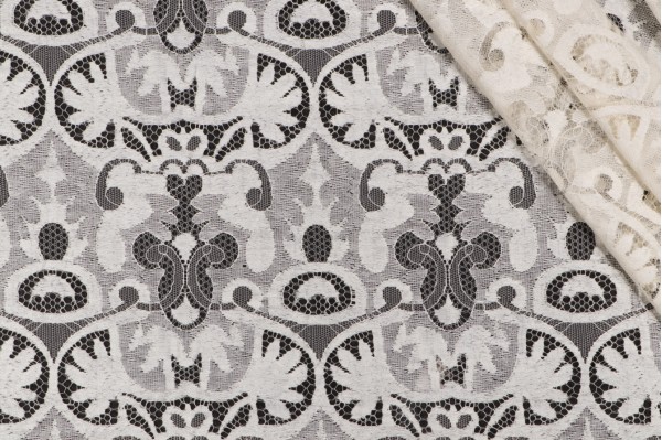 Old World Weavers Aida Sheer Lace Drapery Fabric in Beige for Scalamandre
