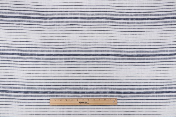 Bachelors Stripe Woven Decorator Fabric in Indigo