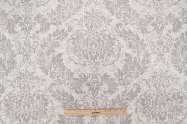 Covington Downton Printed Linen Blend Drapery Fabric in Graphite