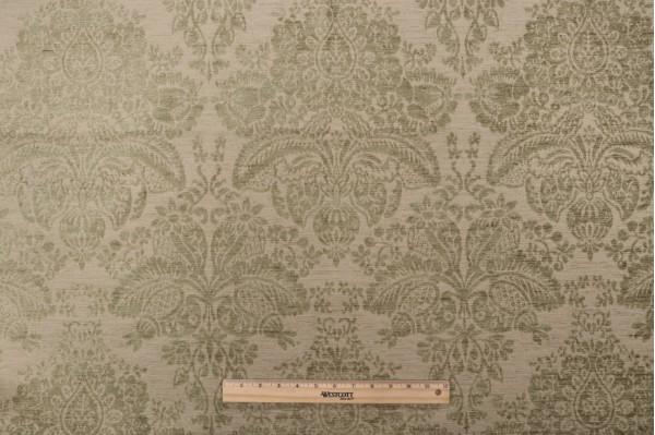 Thibaut Cape Damask W79073 Chenille Damask Upholstery Fabric in Olive