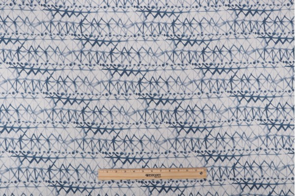 Vilber Printed Cotton Drapery Fabric in Blue