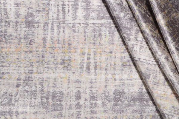 Sample of Scalamandre Printed Velvet Decorator Fabric in Sterling 