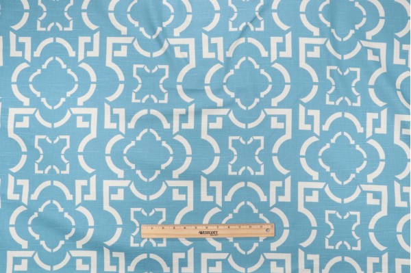 Sample of Suburban Lattice Printed Cotton Drapery Fabric 