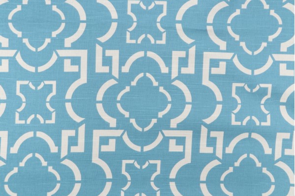 Sample of Suburban Lattice Printed Cotton Drapery Fabric 