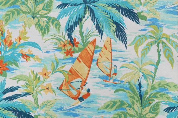 Tommy Bahama Wind Surfers Printed Polyester Outdoor Fabric in Mangrove 