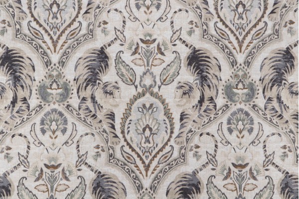 PK Lifestyles Twin Tigers Printed Cotton Drapery Fabric in Hemp 
