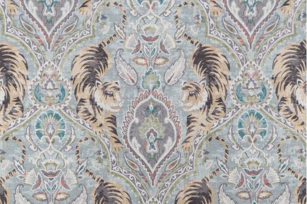 PK Lifestyles Twin Tigers Printed Cotton Drapery Fabric in Reed 