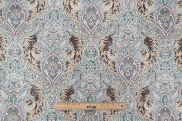 PK Lifestyles Twin Tigers Printed Cotton Drapery Fabric in Reed 