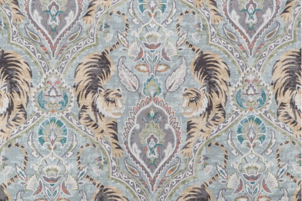 PK Lifestyles Twin Tigers Printed Cotton Drapery Fabric in Reed 