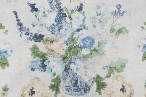 P Kaufmann Picturesque Printed Cotton Drapery Fabric in Robins Egg 