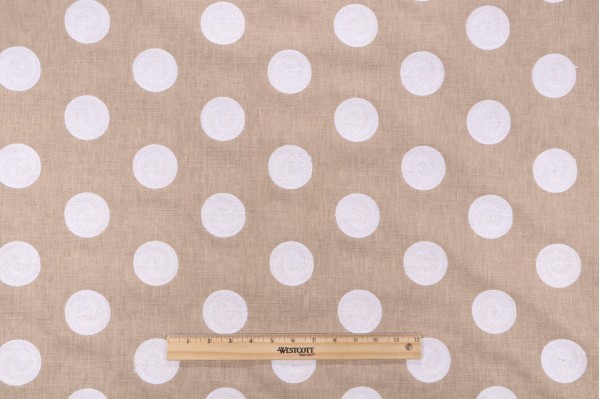Sample of P Kaufmann Viola Embroidered Drapery Fabric in Natural 