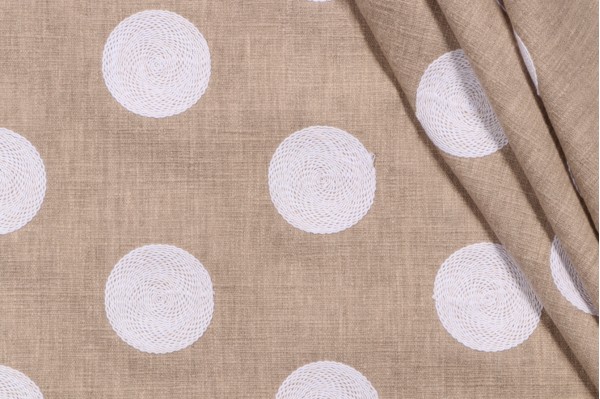 Sample of P Kaufmann Viola Embroidered Drapery Fabric in Natural 