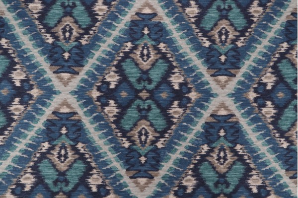 Sample of P Kaufmann Sparta Printed Cotton Drapery Fabric in Peacock 