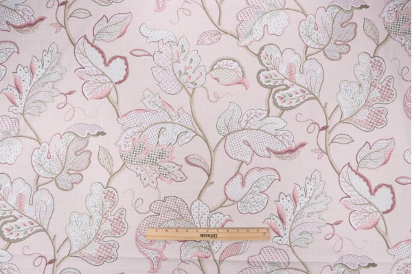P Kaufmann Luana Printed Cotton Drapery Fabric in Pink Pearl 