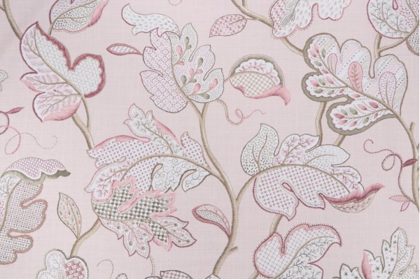 P Kaufmann Luana Printed Cotton Drapery Fabric in Pink Pearl 