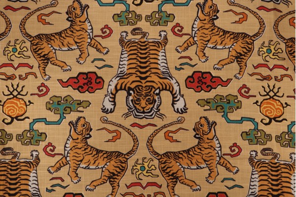 Click for Hilary Farr Tiger Republic Printed Cotton Blend Drapery Fabric in 380-Saffron for Covington  Hilary Farr Tiger Republic Printed Cotton Blend Drapery Fabric in 380-Saffron for Covington