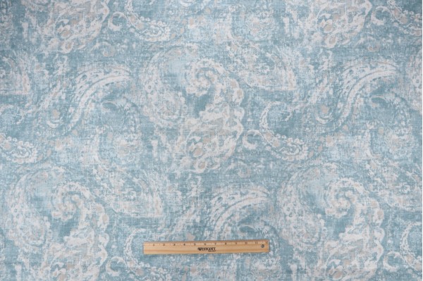 Covington Tear Drop Printed Cotton Blend Drapery Fabric in 596-Teal 