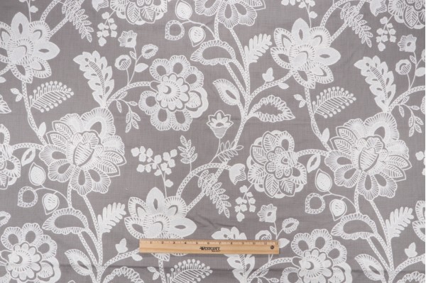 Covington So Crewel Embroidered Drapery Fabric in 915-Urban Grey 