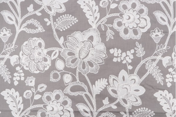Covington So Crewel Embroidered Drapery Fabric in 915-Urban Grey 