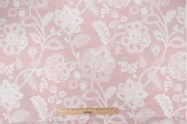 Covington So Crewel Embroidered Drapery Fabric in 7-Blush 