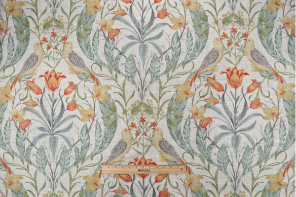 Sample of Covington Guinevere Printed Linen Blend Drapery Fabric in 247-Foliage 