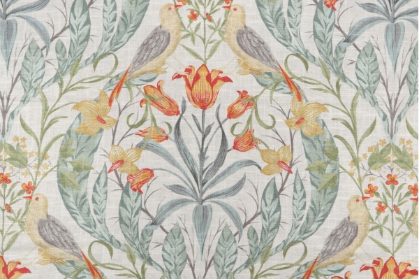 Sample of Covington Guinevere Printed Linen Blend Drapery Fabric in 247-Foliage 