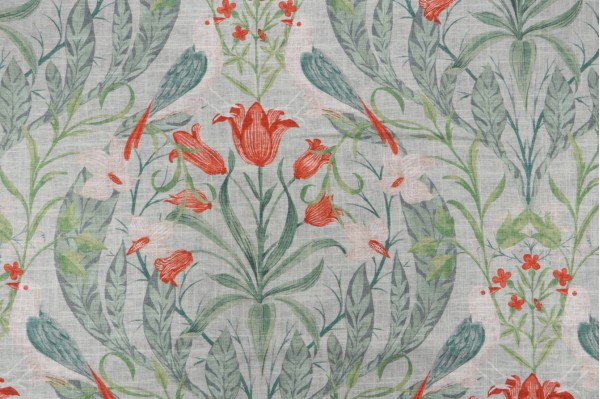 Sample of Covington Guinevere Printed Linen Blend Drapery Fabric in 545-Mineral 